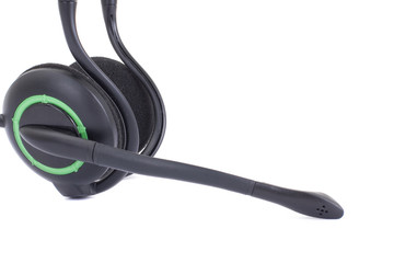 black headphones isolated on white background