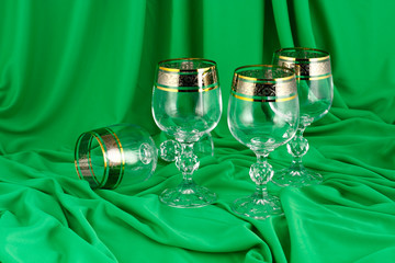 Tall wine-glasses of Bohemian glass