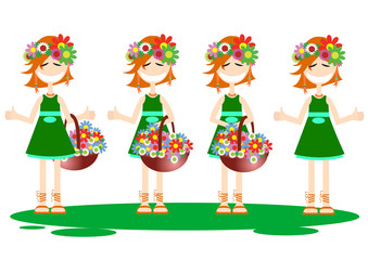 Set with girls in wood