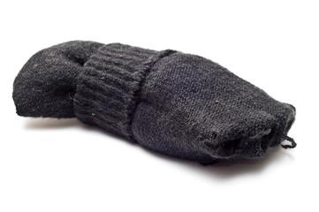 Fototapeta na wymiar Black textile gloves turned inside out