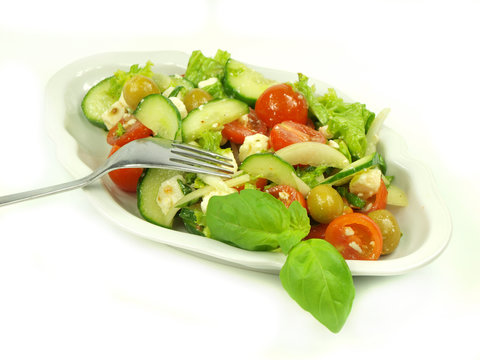 Fresh salad on white background