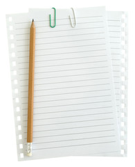 pencil and a page with the clips