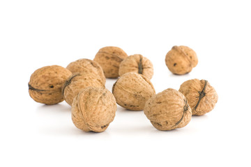 Group of walnuts. Isolated on white background.