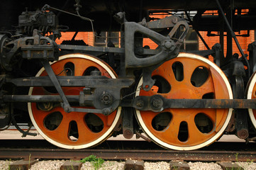 Wheel of the old-time locomotive