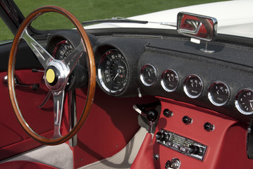 Classic Italian sports car interior from the 1950ies