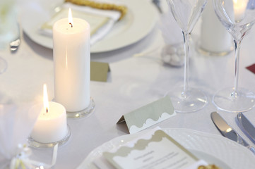 Empty place card on the festive table