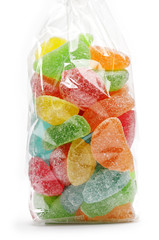 bonbons dans un sac transparent