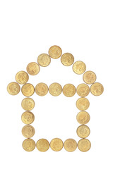 Coins  Arranged in Shape of House