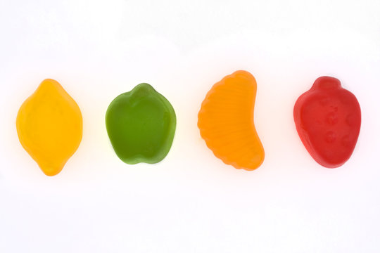 a line of fruit jelly sweets