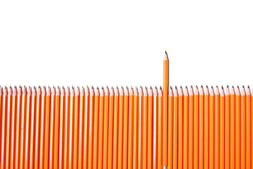 yellow pencil amongst other pencils.