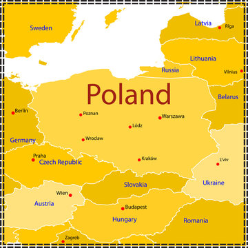 Fototapeta Poland map and boundaries.