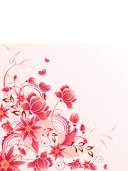 red floral background with ornament