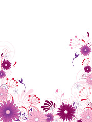 violet floral background with ornament