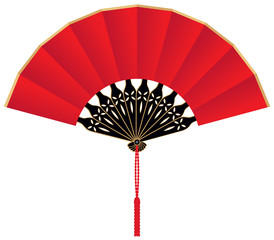 Red Silk Chinese Fan