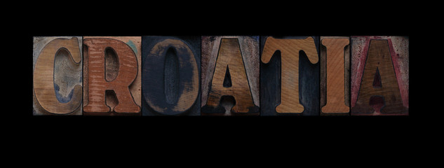 the word Croatia in old wood type
