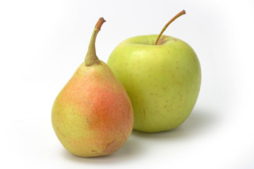 Yellow pear and green apple