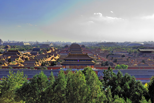 Beijing aerial view of the Forbidden City (Gu-Guong)