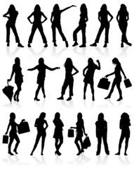 Vector silhouettes girls