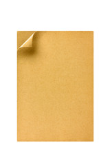 Old paper with curl isolated on white background