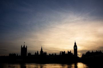 Fototapeta na wymiar Big Ben w zachodzie słońca