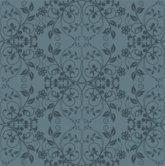 Seamless grey floral wallpaper
