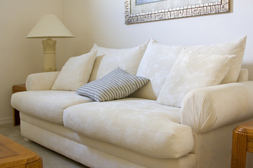 White sofa in a living room