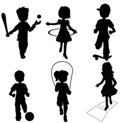 silhouettes children playing