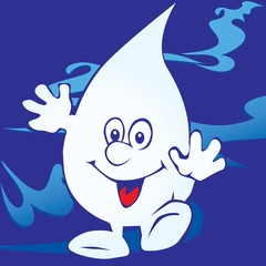 Lively drop. Vector art-illustration on a blue background.