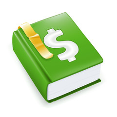 Book with dollar sign, vector icon