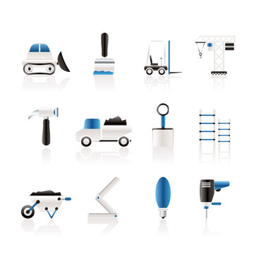 Building and Construction equipment icons - Vector Icon Set