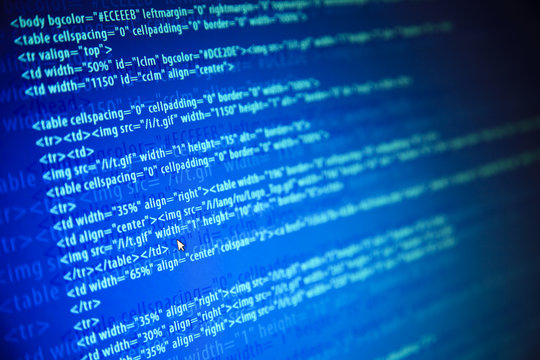 Screens with program web code and mouse / monitor background