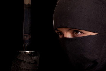 woman in ninja suit