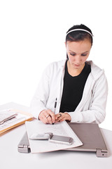 Businesswoman at His Desk Working