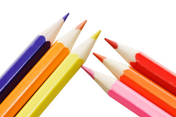 Colour pencils isolated on white background