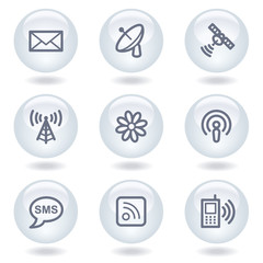 Communication web icons, white circle buttons