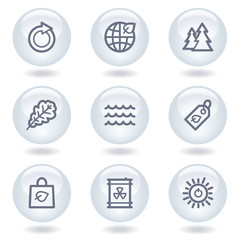 Ecology web icons set 3, white circle buttons