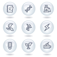 Ecology web icons set 5, white circle buttons
