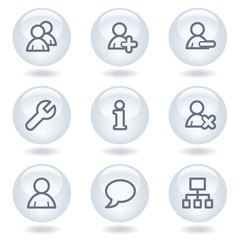 Users web icons, white circle buttons