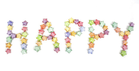 color lucky stars origami font happy