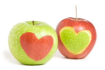 Fototapeta na wymiar two apples with heart