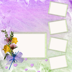 Abstract background with frame and flowers