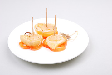 Canape with vegetables and cheese