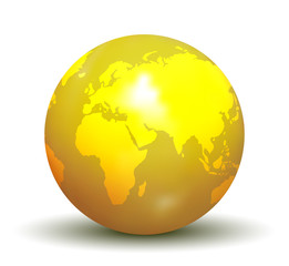 3D Yellow Earth Globe