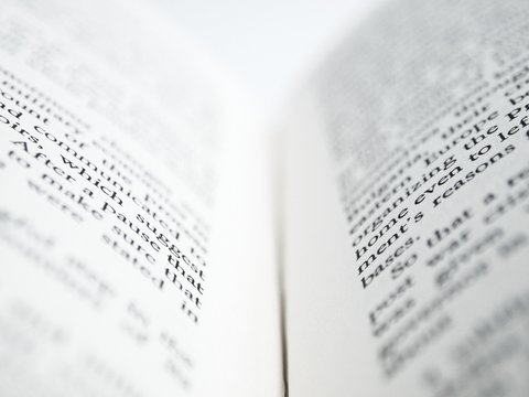 Focus on letters in a book