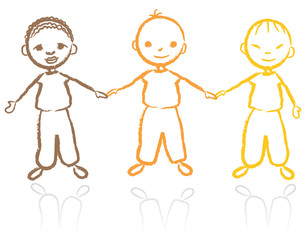 Kids of diffenet ethnic, concept of peace, illustration