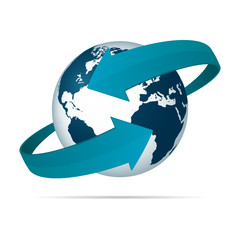 Planète terre avec flèches