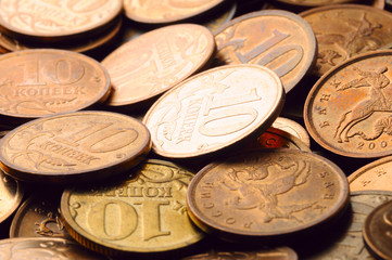 macro shot of golden coins