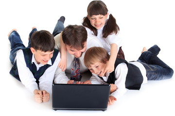 Family on laptop