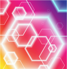 Hexagon Shapes on Colorful Abstract Background