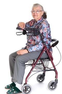 Woman in walker/wheelchair